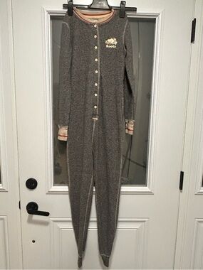 Roots Gray Thermal One-Piece Jumpsuit with Contrast Trim